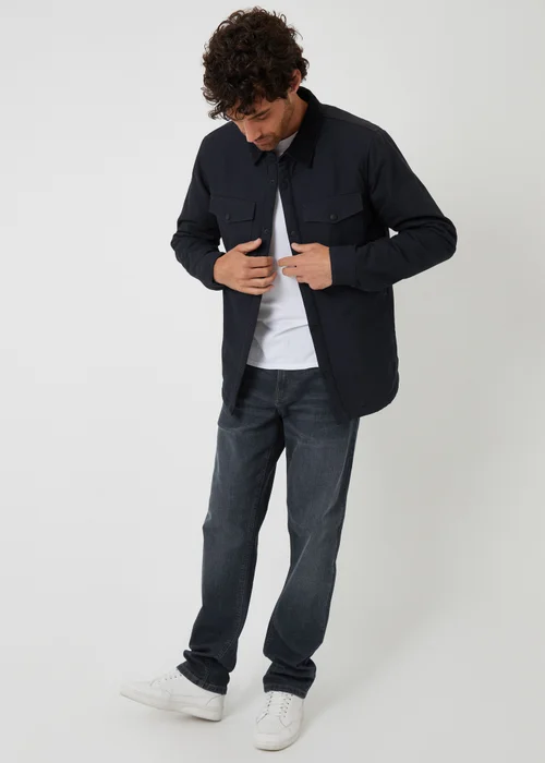 Threadbare Black Borg Lined Canvas Shacket - S Image 3