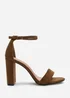 Where's That From Skye Khaki Suede Strappy Block Heels - Size 6 Image 2