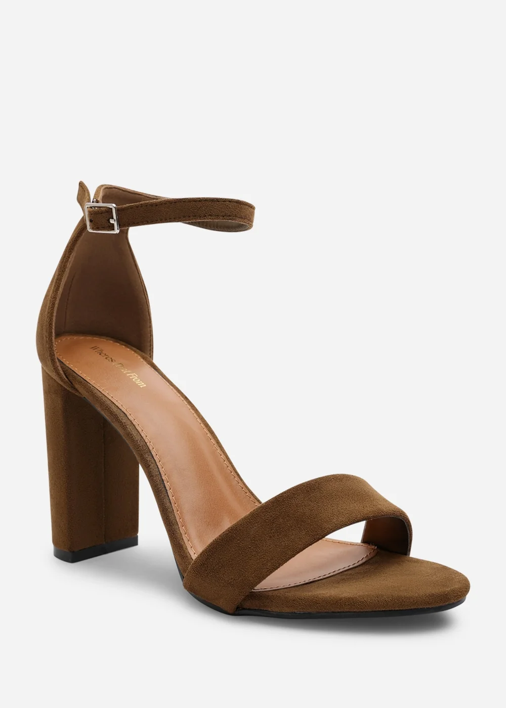 Where's That From Skye Khaki Faux Suede Strappy Block Heels - 8 Image 3