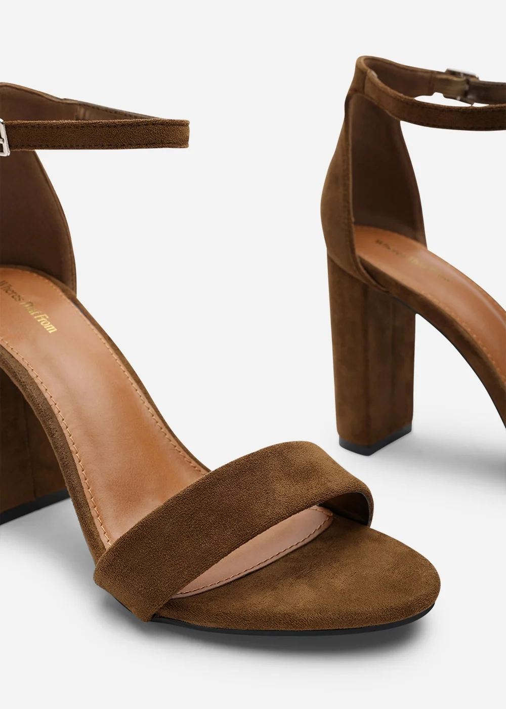Where's That From Skye Khaki Faux Suede Strappy Block Heels - 8 Image 5