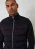 Threadbare Navy Quilted Zip Up Knitted Jacket - L Image 4