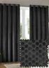 Paoletti Neptune Velvet Room Darkening Eyelet Curtain Pair Charcoal - 46W X 54D (117x137cm Image 1