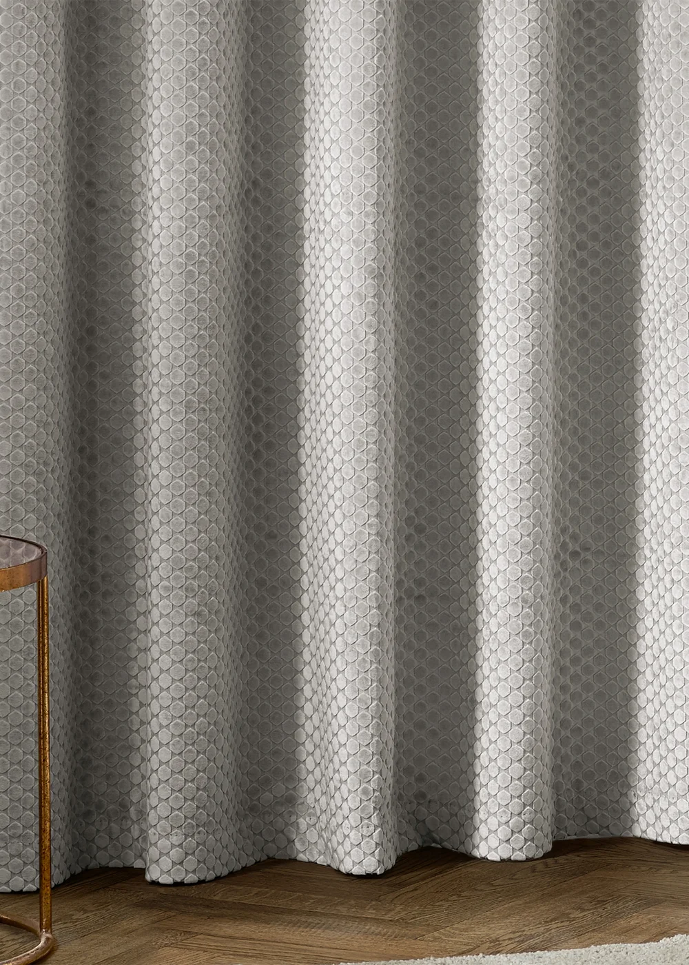 Paoletti Neptune Velvet Room Darkening Eyelet Curtain Pair Silver - 46W X 54D (117x137cm Image 4