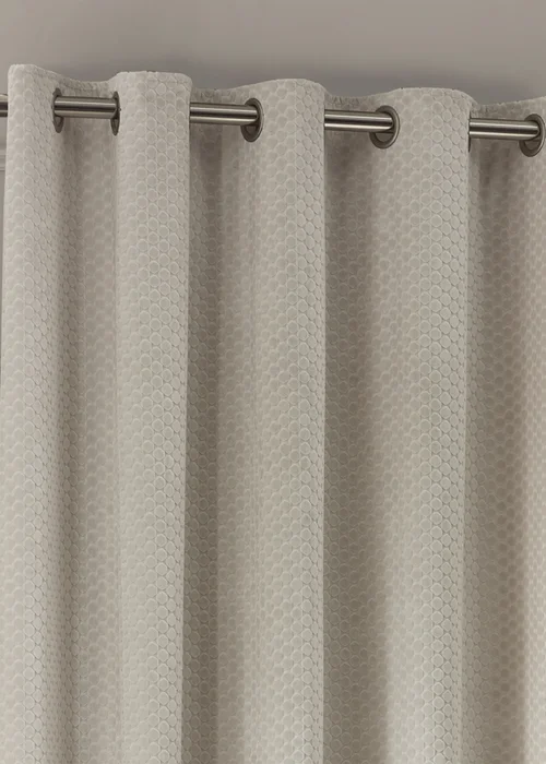 Paoletti Neptune Velvet Room Darkening Eyelet Curtain Pair Ivory - 46W X 54D (117x137cm Image 3