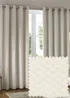 Paoletti Neptune Velvet Room Darkening Eyelet Curtain Pair Ivory - 46W X 54D (117x137cm Image 1