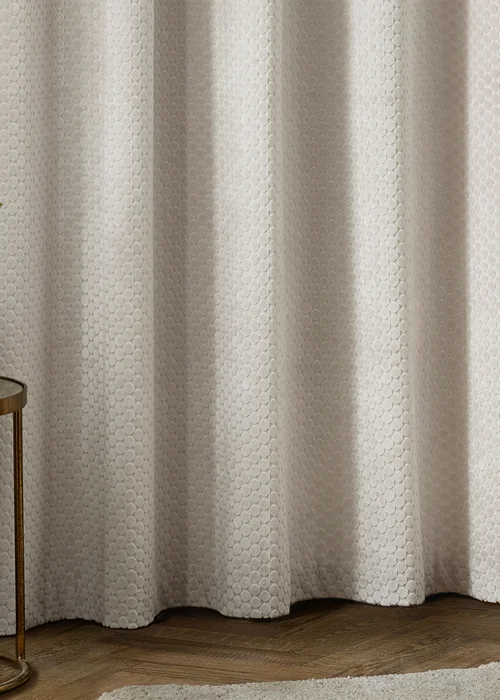 Paoletti Neptune Velvet Room Darkening Eyelet Curtain Pair Ivory - 46W X 54D (117x137cm Image 4