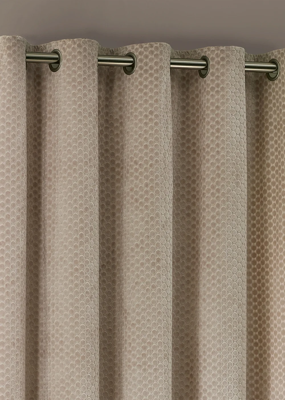 Paoletti Neptune Velvet Room Darkening Eyelet Curtain Pair Champagne - 46W X 54D (117x137cm Image 3