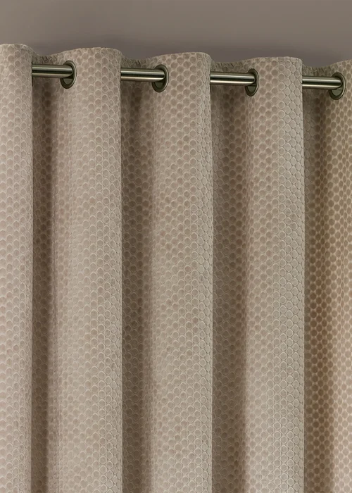 Paoletti Neptune Velvet Room Darkening Eyelet Curtain Pair Champagne - 46W X 54D (117x137cm Image 3