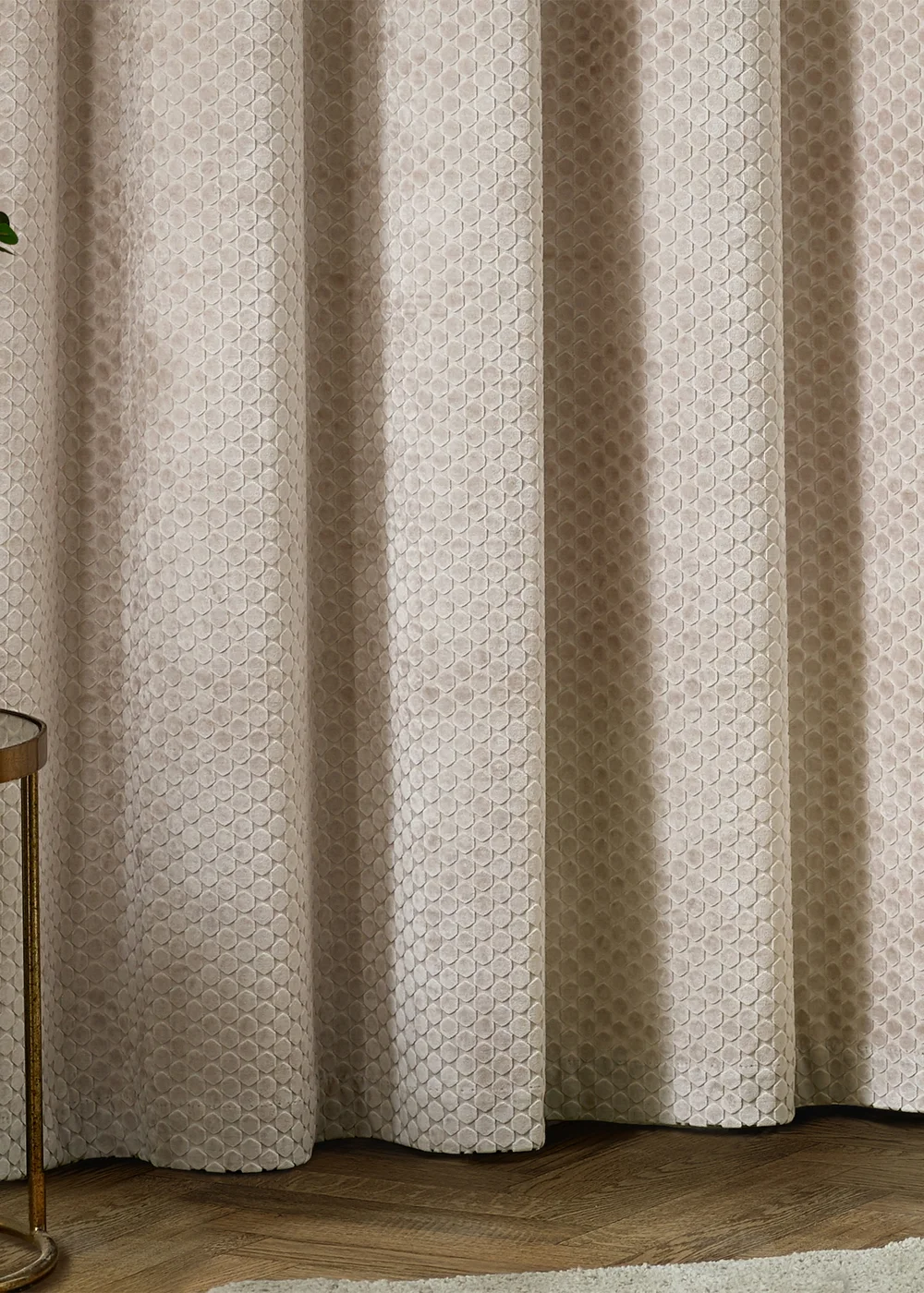 Paoletti Neptune Velvet Room Darkening Eyelet Curtain Pair Champagne - 46W X 54D (117x137cm Image 4