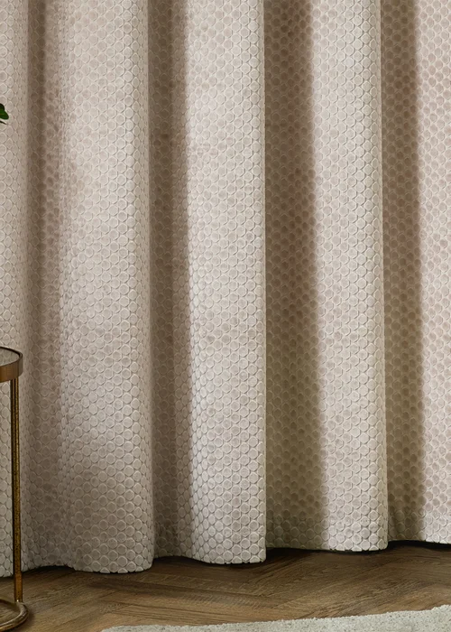 Paoletti Neptune Velvet Room Darkening Eyelet Curtain Pair Champagne - 46W X 54D (117x137cm Image 4