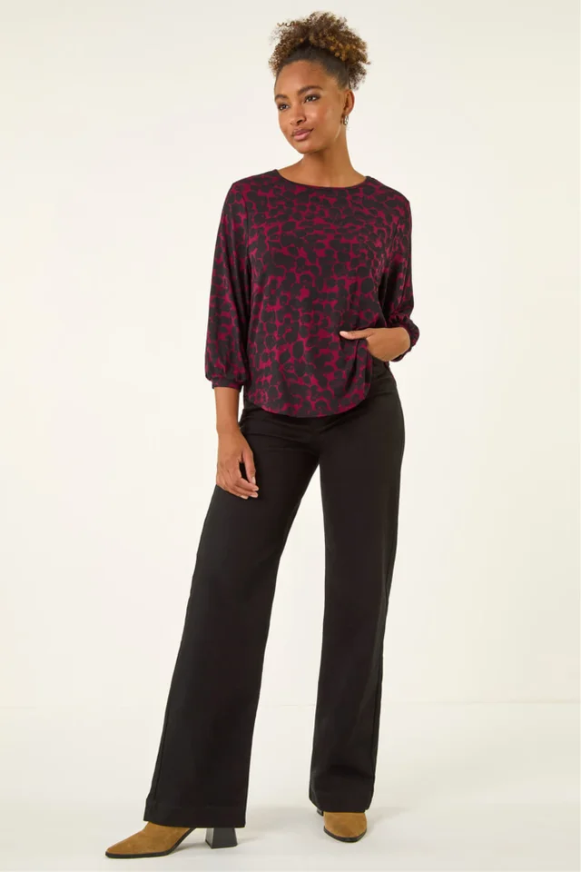 Roman Wine Abstract Spot Print Top
