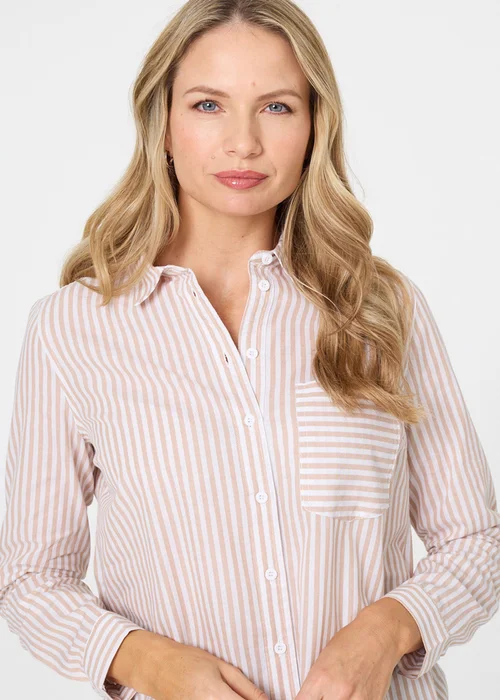 Izabel London Beige Striped Long Sleeve Shirt - 14 Image 3