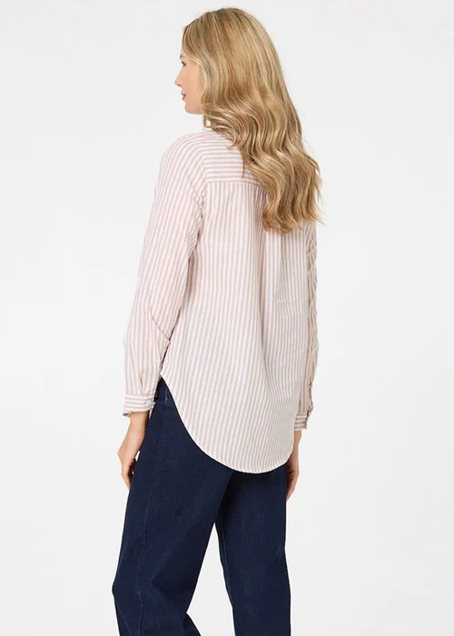 Izabel London Beige Striped Long Sleeve Shirt - 14 Image 2