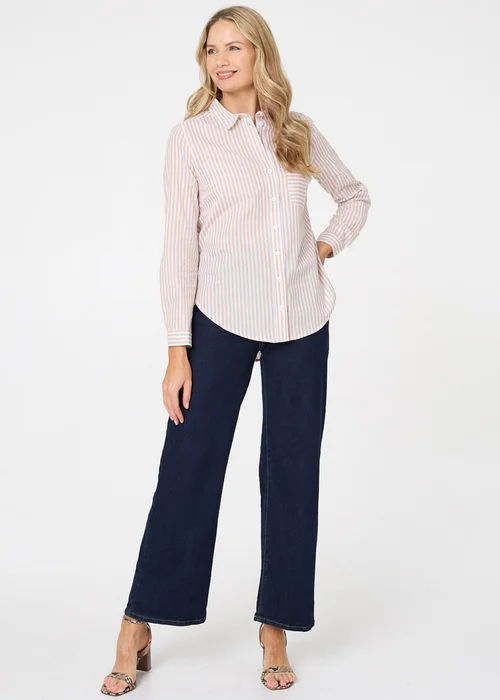 Izabel London Beige Striped Long Sleeve Shirt - 14 Image 4