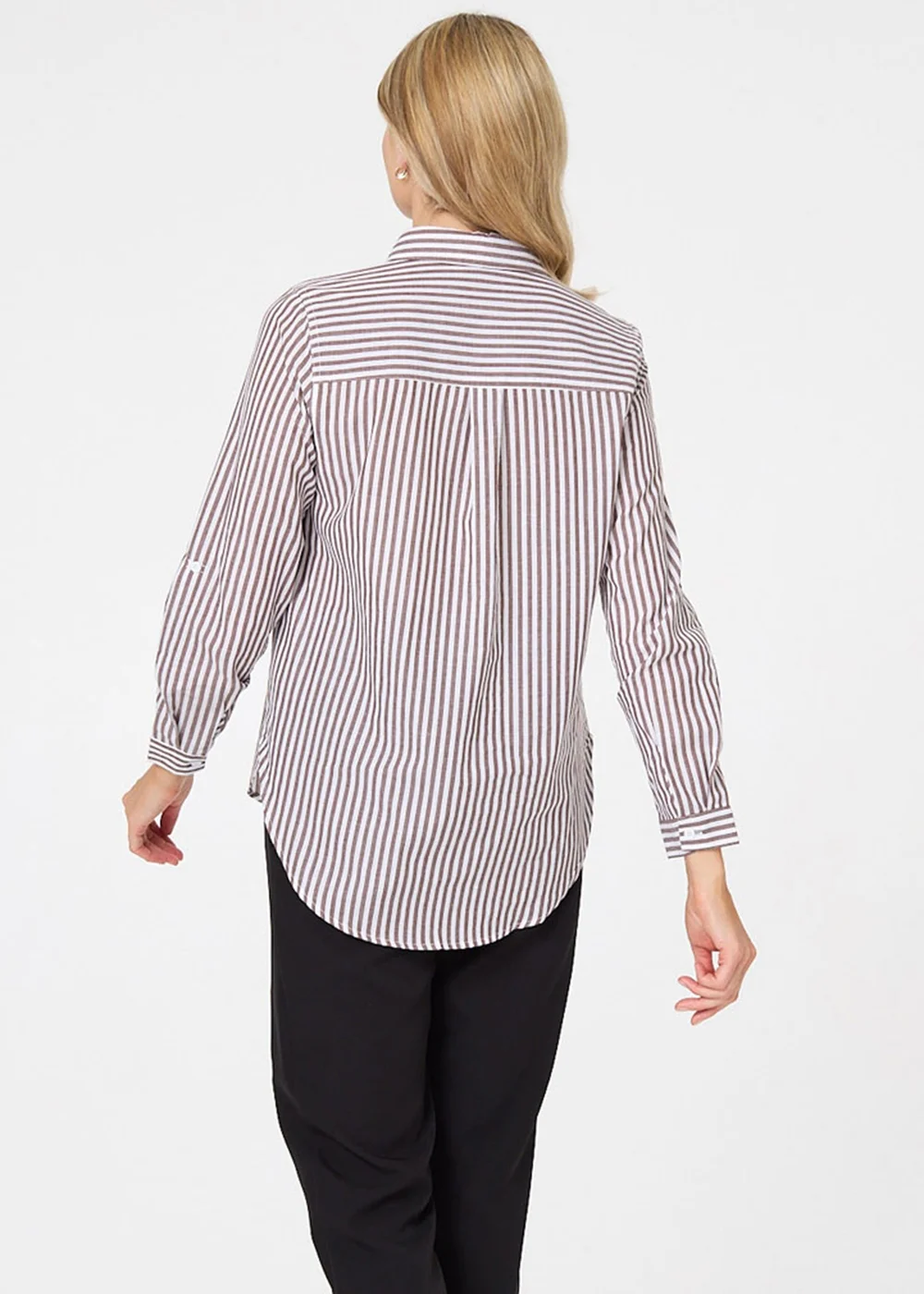 Izabel London Brown Striped Long Sleeve Shirt - 16 Image 2