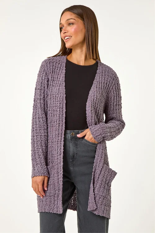 Roman Ash Popcorn Textured Longline Cardigan - Size 14 Image 4