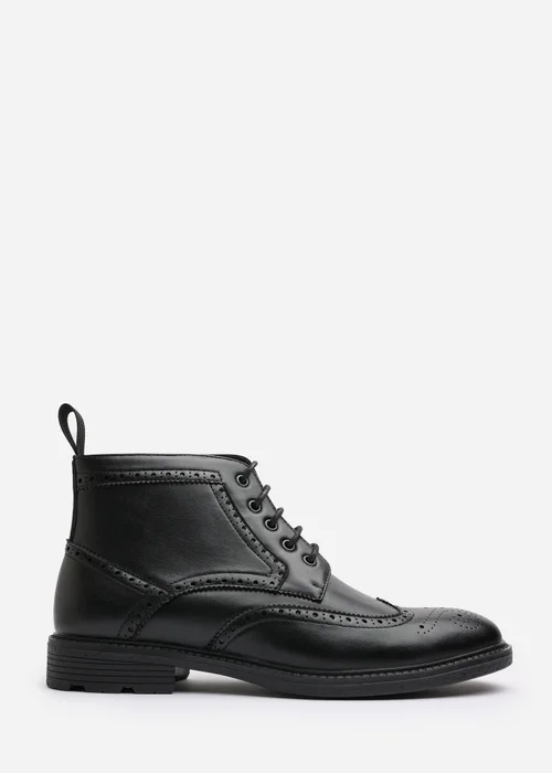 Where's That From Henry Black Brogue Lace-Up Ankle Boots - Size 10 Image 2