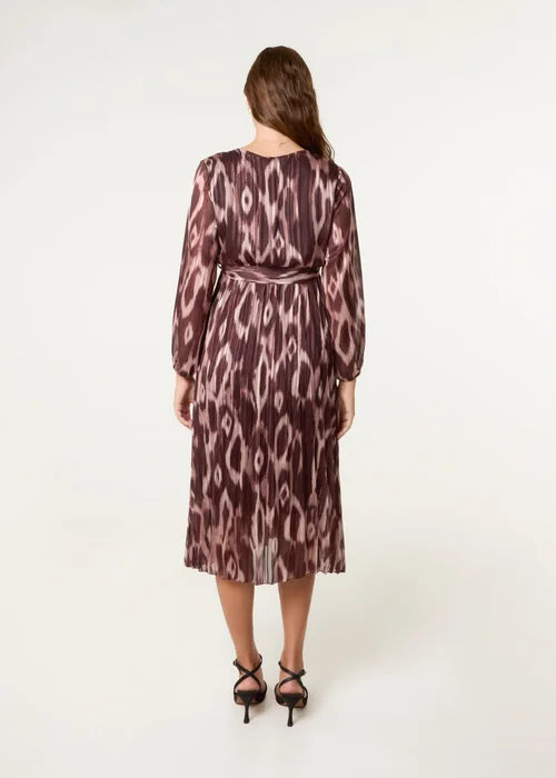 Blue Vanilla Brown Crossover Metallic Pleated Dress - S Image 4