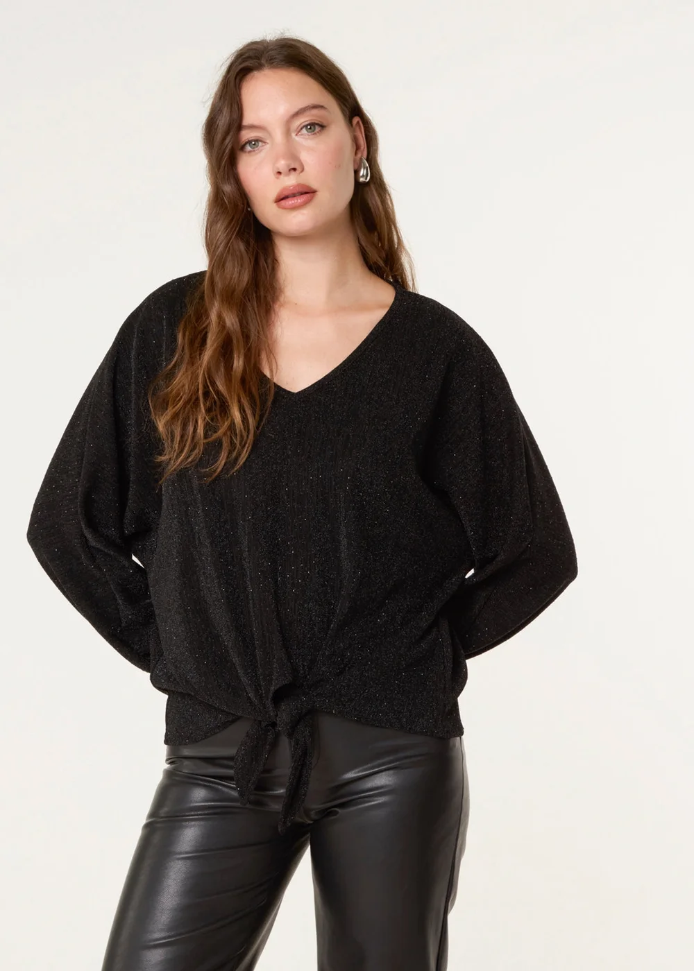 Blue Vanilla Black Tie Front Top - Size 22-24 Image 2