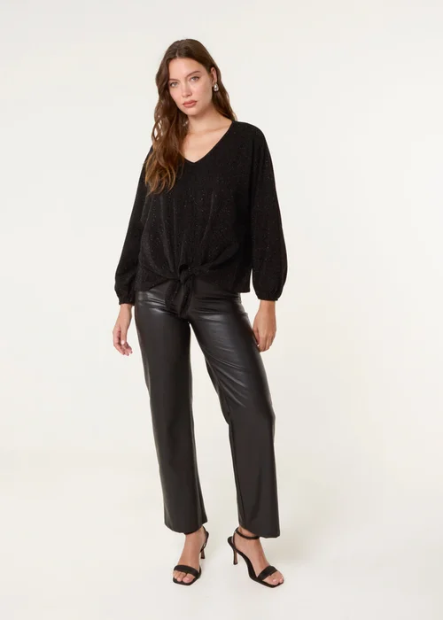 Blue Vanilla Black Tie Front Top - Size 22-24 Image 3