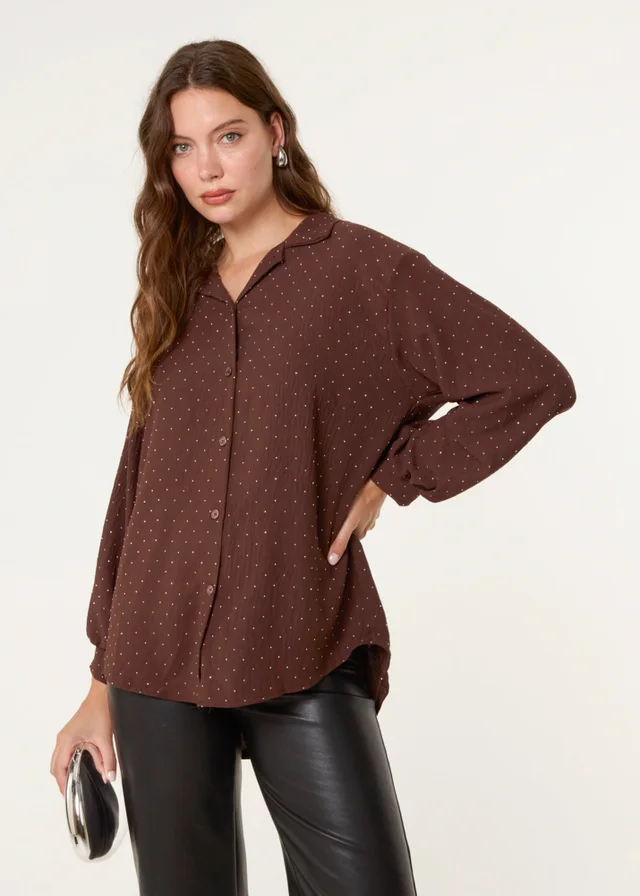 Blue Vanilla Brown Diamante Shirt