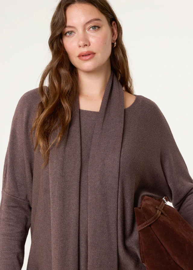 Blue Vanilla Brown Scarf Cut & Sew 2in1 Jumper