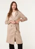 Blue Vanilla Camel Suede Button Trench Coat - S Image 2