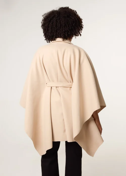 Blue Vanilla Beige Belted Cape Coat - One Size Image 4