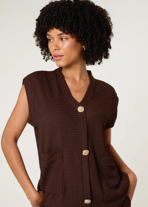 Blue Vanilla Brown Gold Button Co-ord Set - One Size Image 3