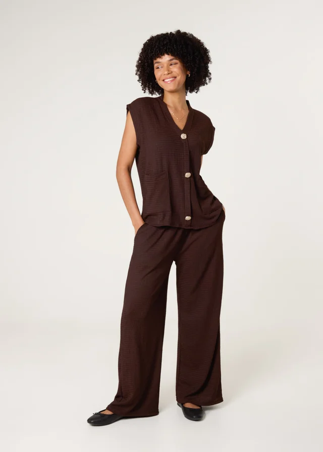 Blue Vanilla Brown Gold Button Co-ord Set