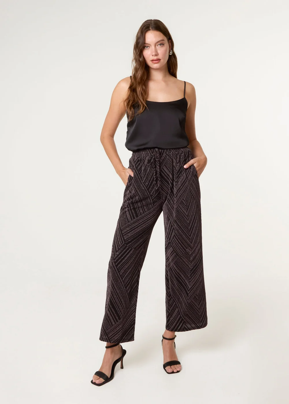 Blue Vanilla Tan Draw Cord Shimmery Trousers - 18-20 Image 1