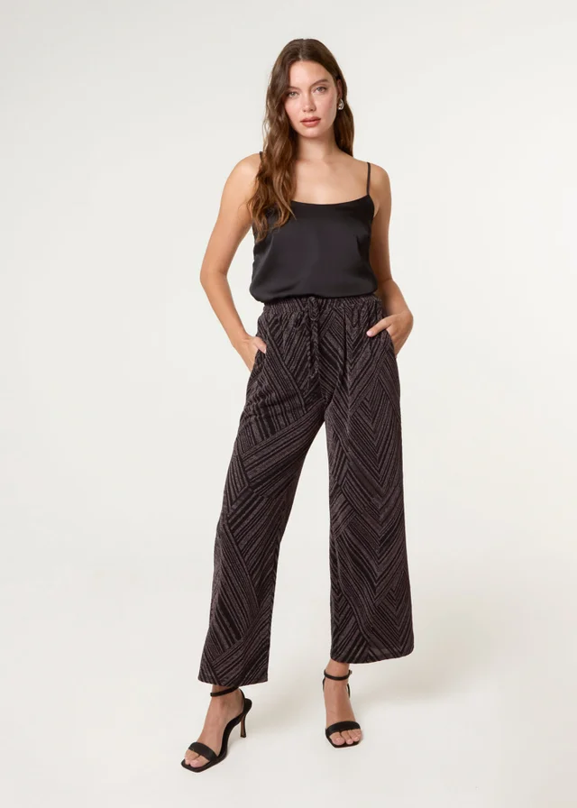 Blue Vanilla Tan Draw Cord Lurex Trousers