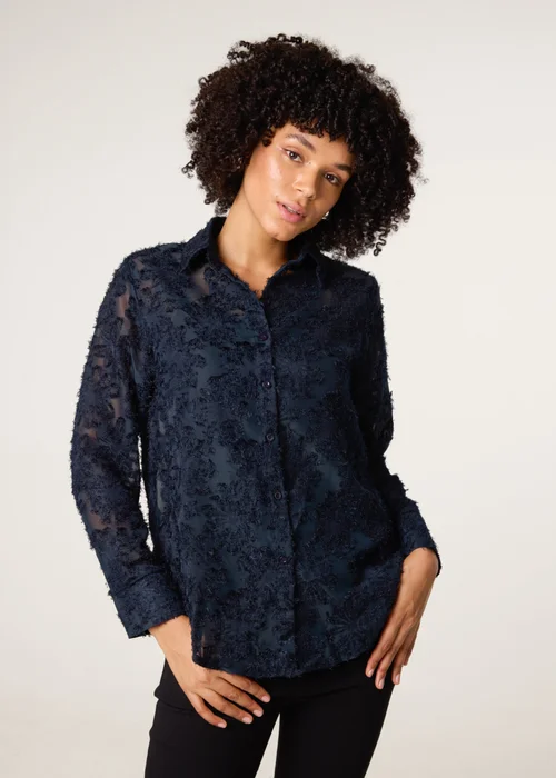 Blue Vanilla Navy Fluffy Oversized Shirt - Small/Medium Image 3