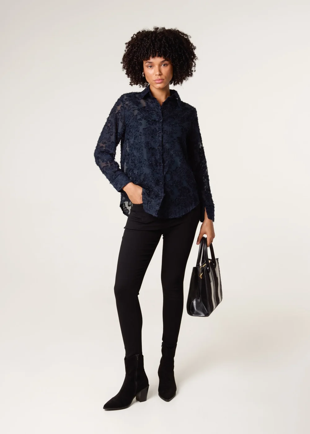 Blue Vanilla Navy Fluffy Oversized Shirt - Small/Medium Image 2