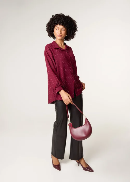 Blue Vanilla Burgundy Diamante Shirt - One Size Image 1