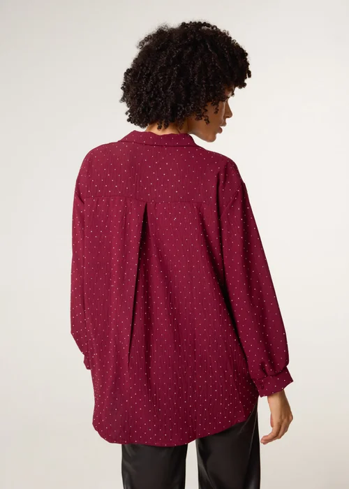 Blue Vanilla Burgundy Diamante Shirt - One Size Image 4