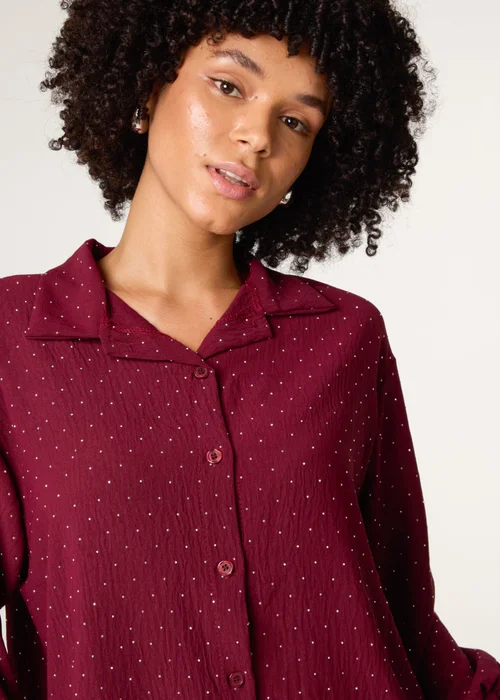 Blue Vanilla Burgundy Diamante Shirt - One Size Image 3