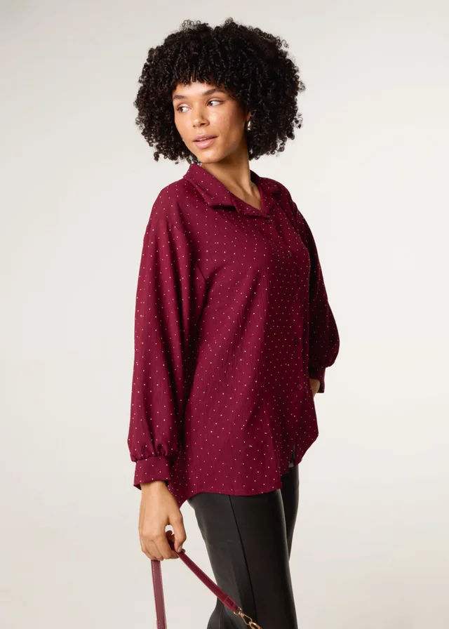 Blue Vanilla Burgundy Diamante Shirt