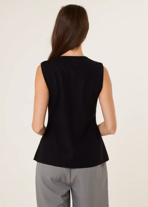 Blue Vanilla Black Button Front Tailored Vest - Size 10-12 Image 4