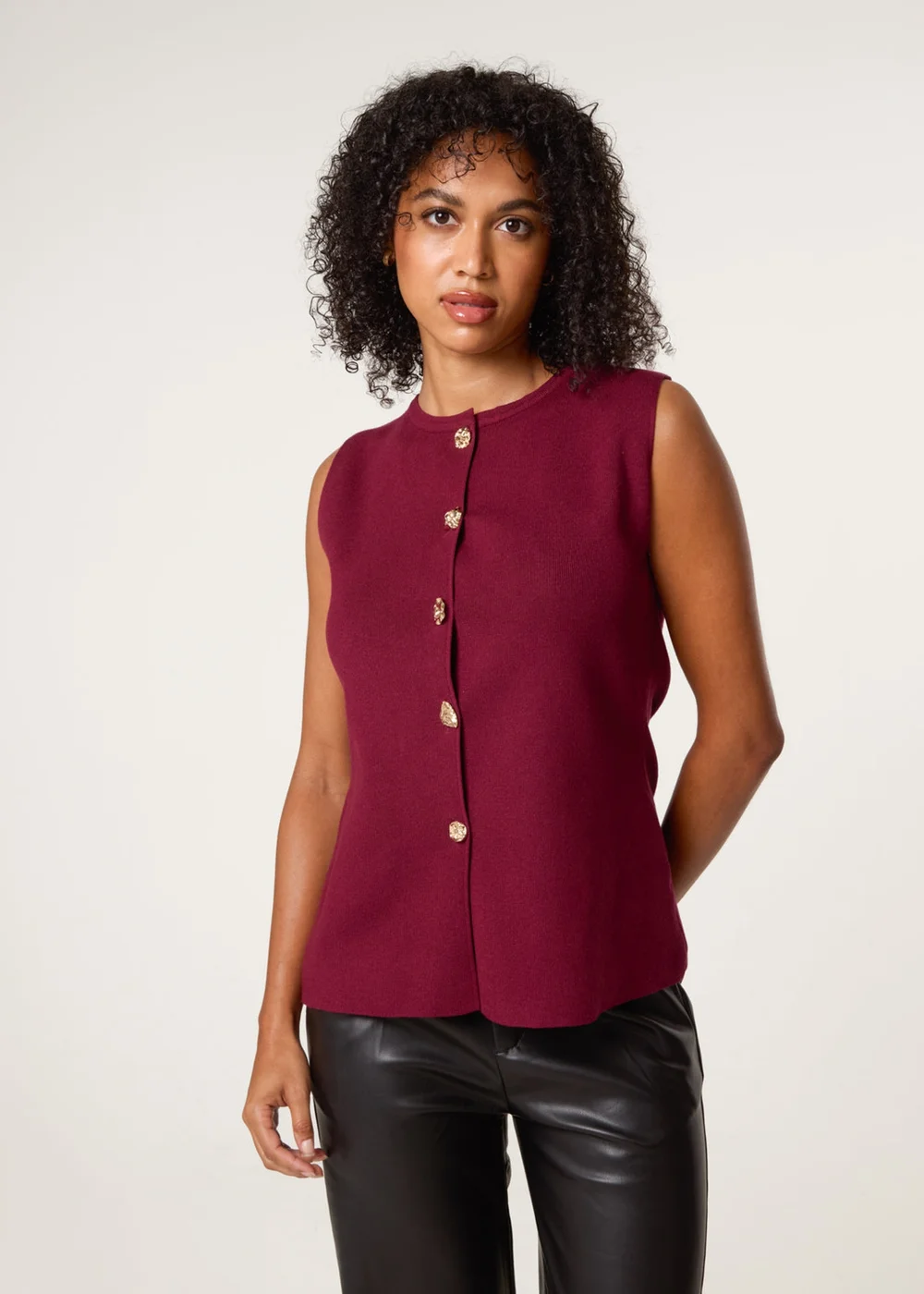 Blue Vanilla Red Button Front Tailored Vest - Size 10-12 Image 2