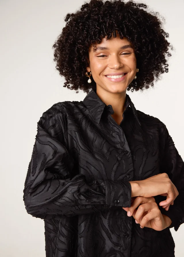 Blue Vanilla Black Burnact Oversized Shirt