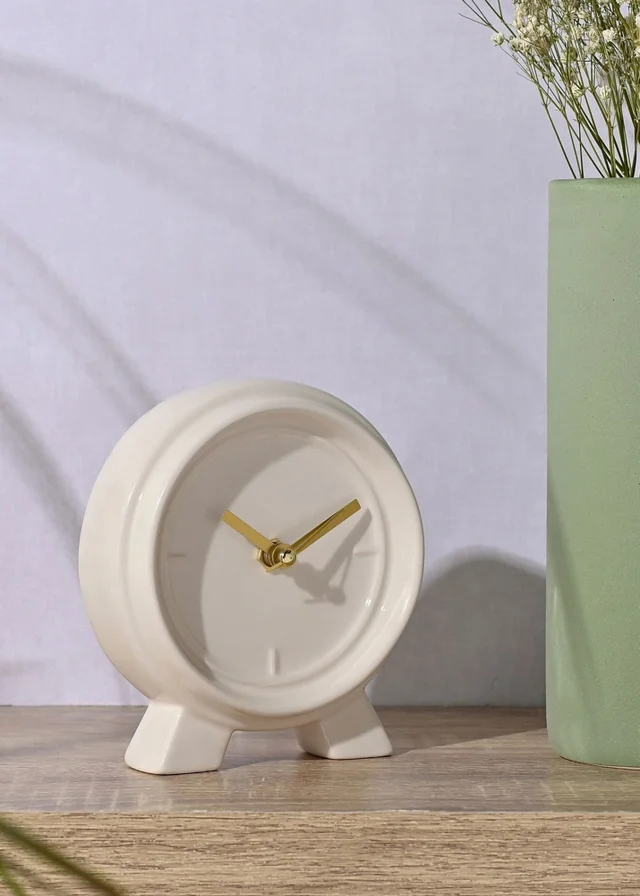 Interval Ceramic Mantle Clock Soft Cream