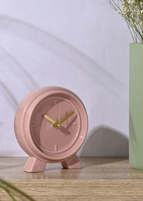 Interval Ceramic Mantle Clock Pink Clay - One Size Image 1