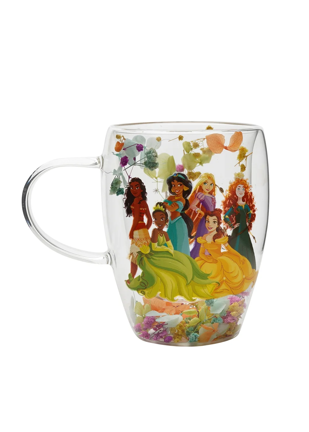 Disney Pastel Princess Floral Decorative Multi-coloured Glass Mug Multi Princess - One Size Image 2