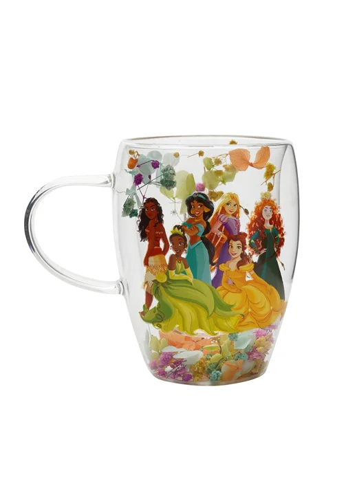 Disney Pastel Princess Floral Decorative Multi-coloured Glass Mug Multi Princess - One Size Image 2