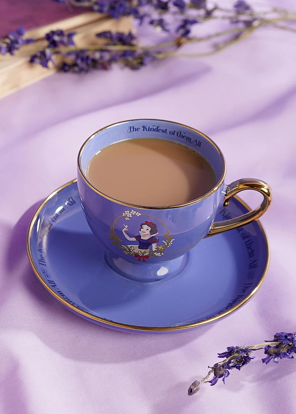 Disney Pastel Princess Purple Tea Cup & Saucer Snow White - One Size Image 1