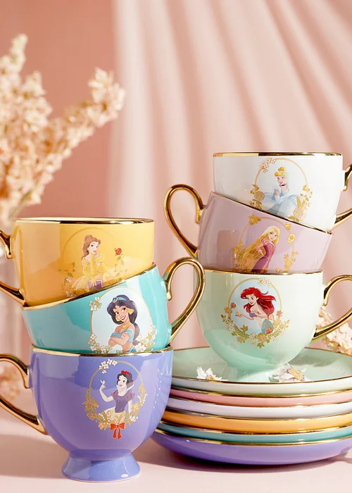 Disney Pastel Princess Purple Tea Cup & Saucer Snow White - One Size Image 3