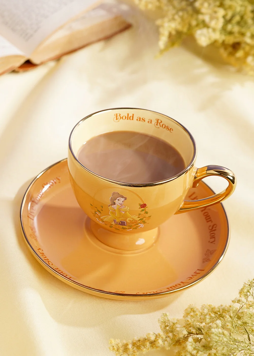 Disney Pastel Princess Yellow Tea Cup & Saucer Belle - One Size Image 1