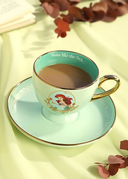 Disney Pastel Princess Green Tea Cup & Saucer Ariel - One Size Image 1