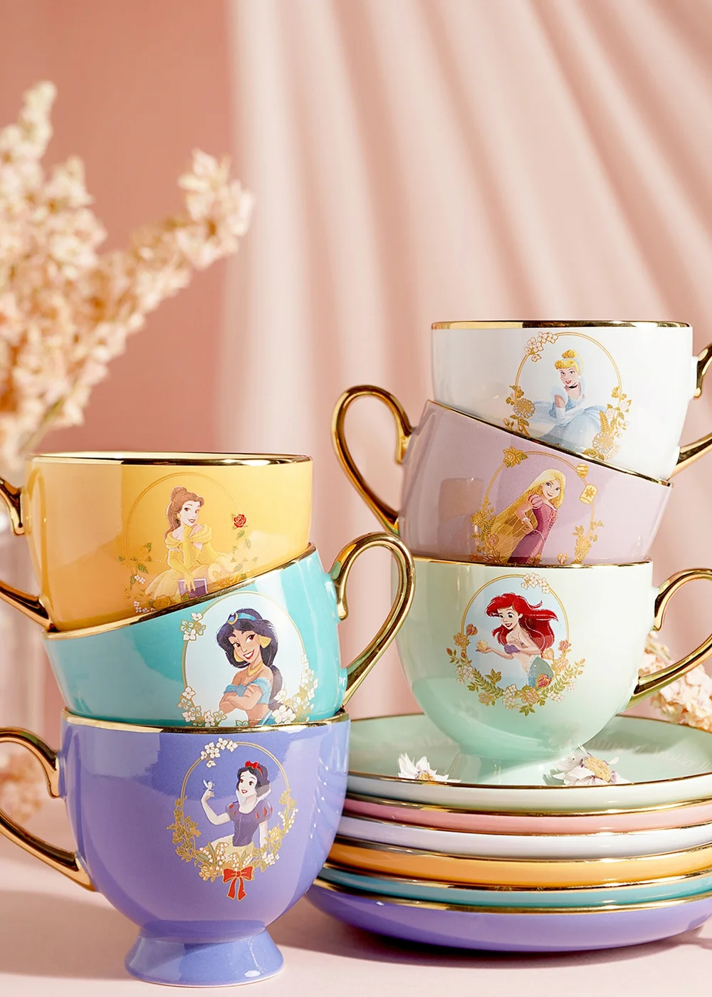 Disney Pastel Princess Green Tea Cup & Saucer Ariel - One Size Image 3
